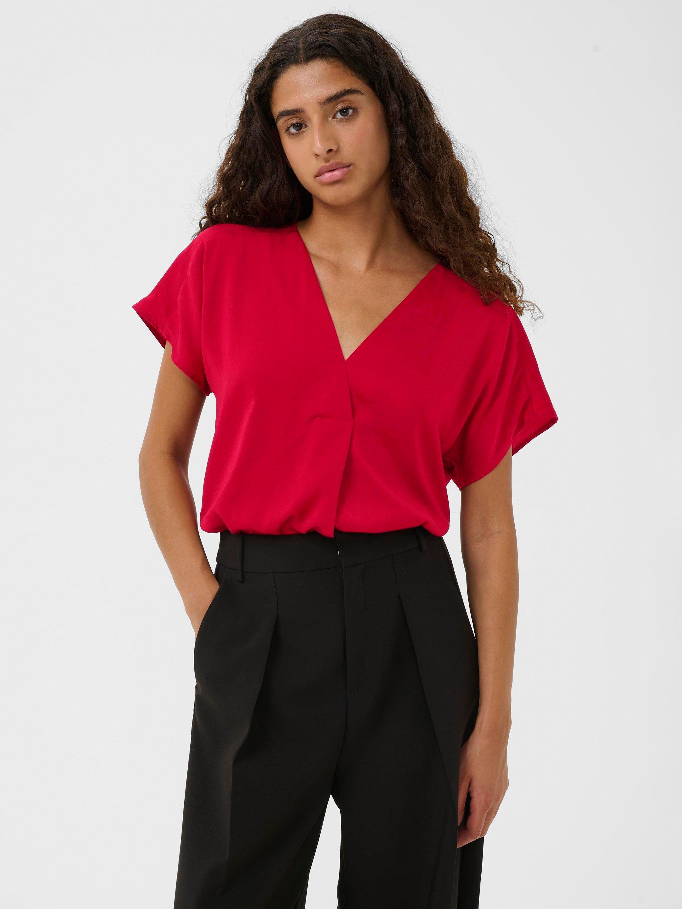 Product image 1 of 6, which shows InWear Rinda V-Neck Blouse , True Red, 8