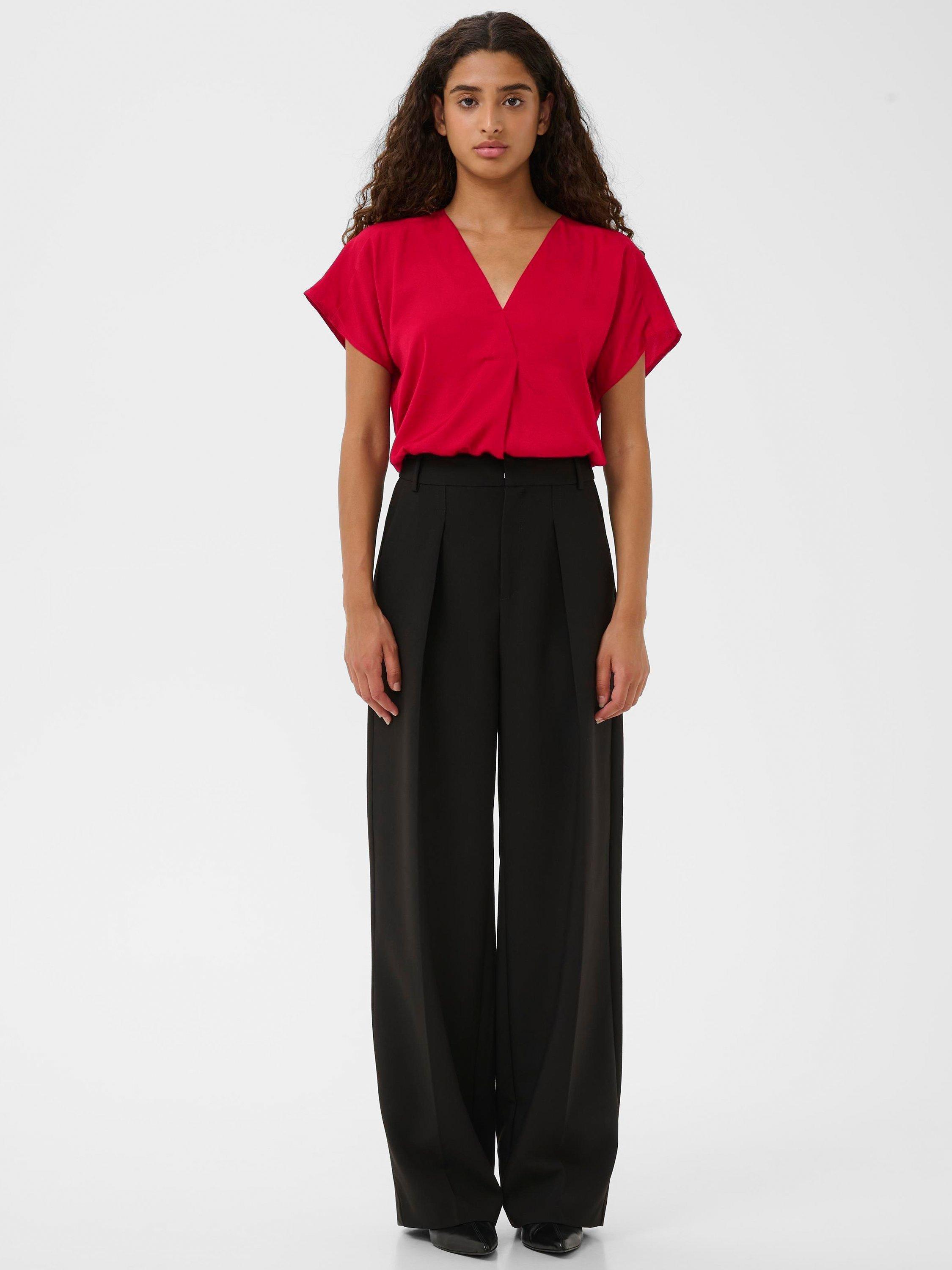 Product image 3 of 6, which shows InWear Rinda V-Neck Blouse , True Red, 8