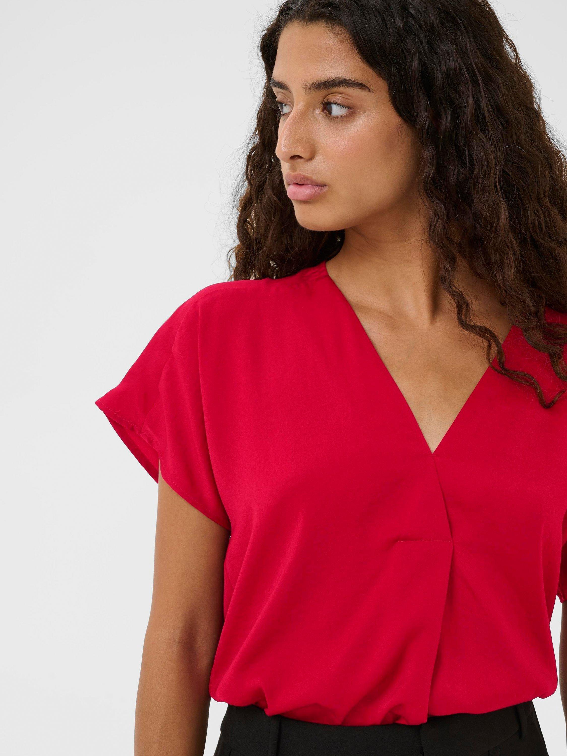 Product image 4 of 6, which shows InWear Rinda V-Neck Blouse , True Red, 8