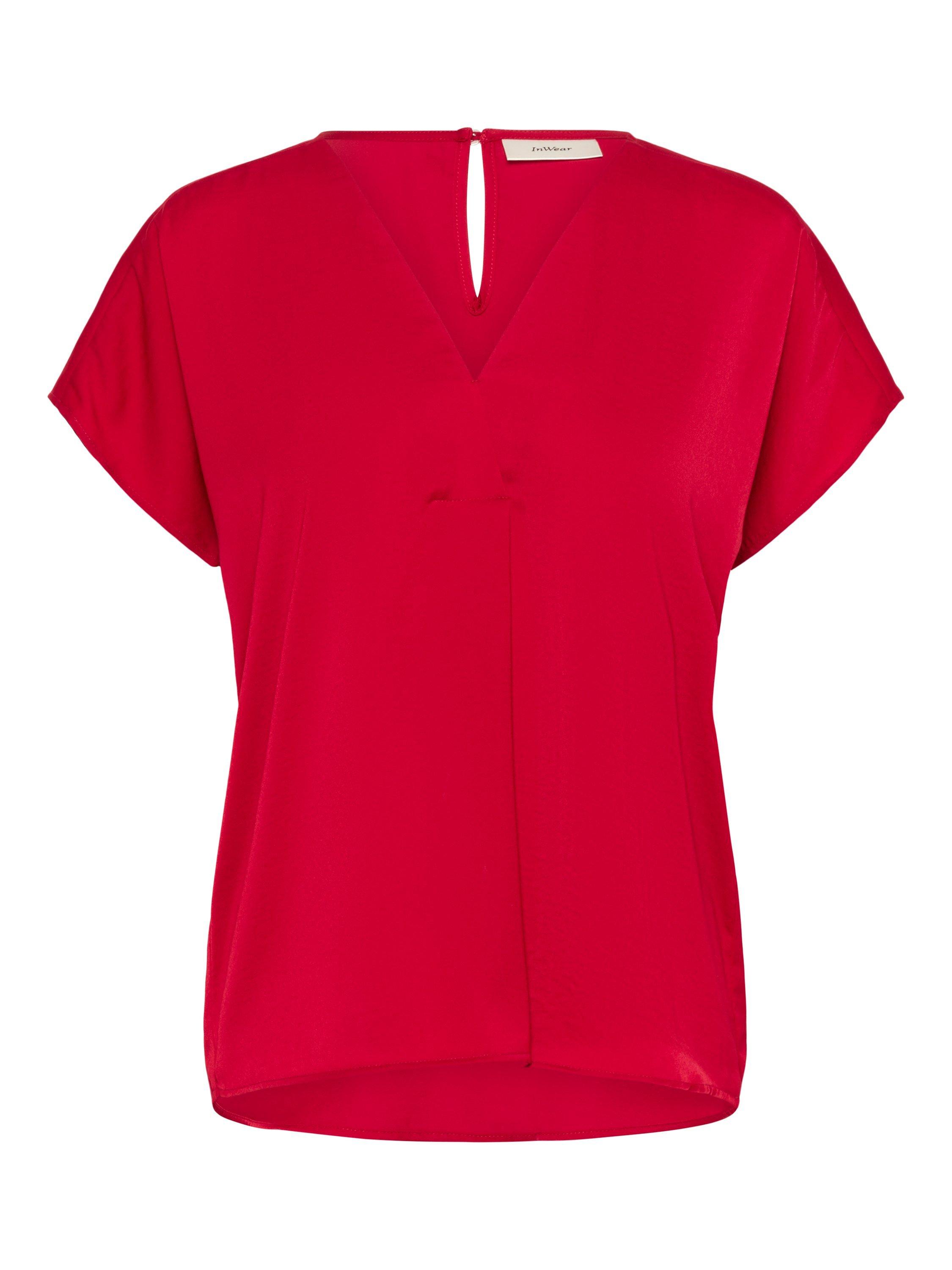 Product image 5 of 6, which shows InWear Rinda V-Neck Blouse , True Red, 8