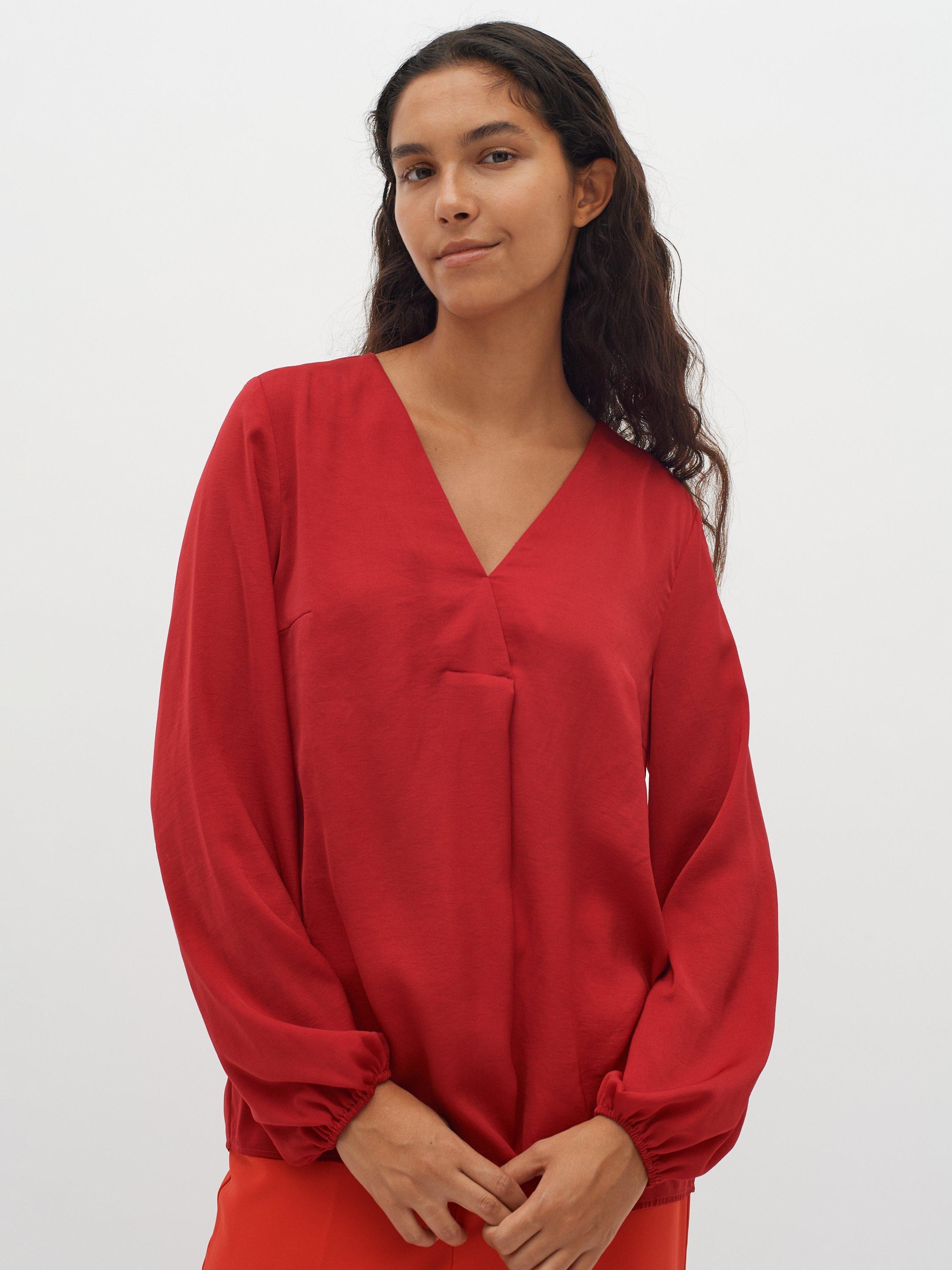 Product image 1 of 4, which shows InWear Rinda V-Neck Blouse , True Red, 8