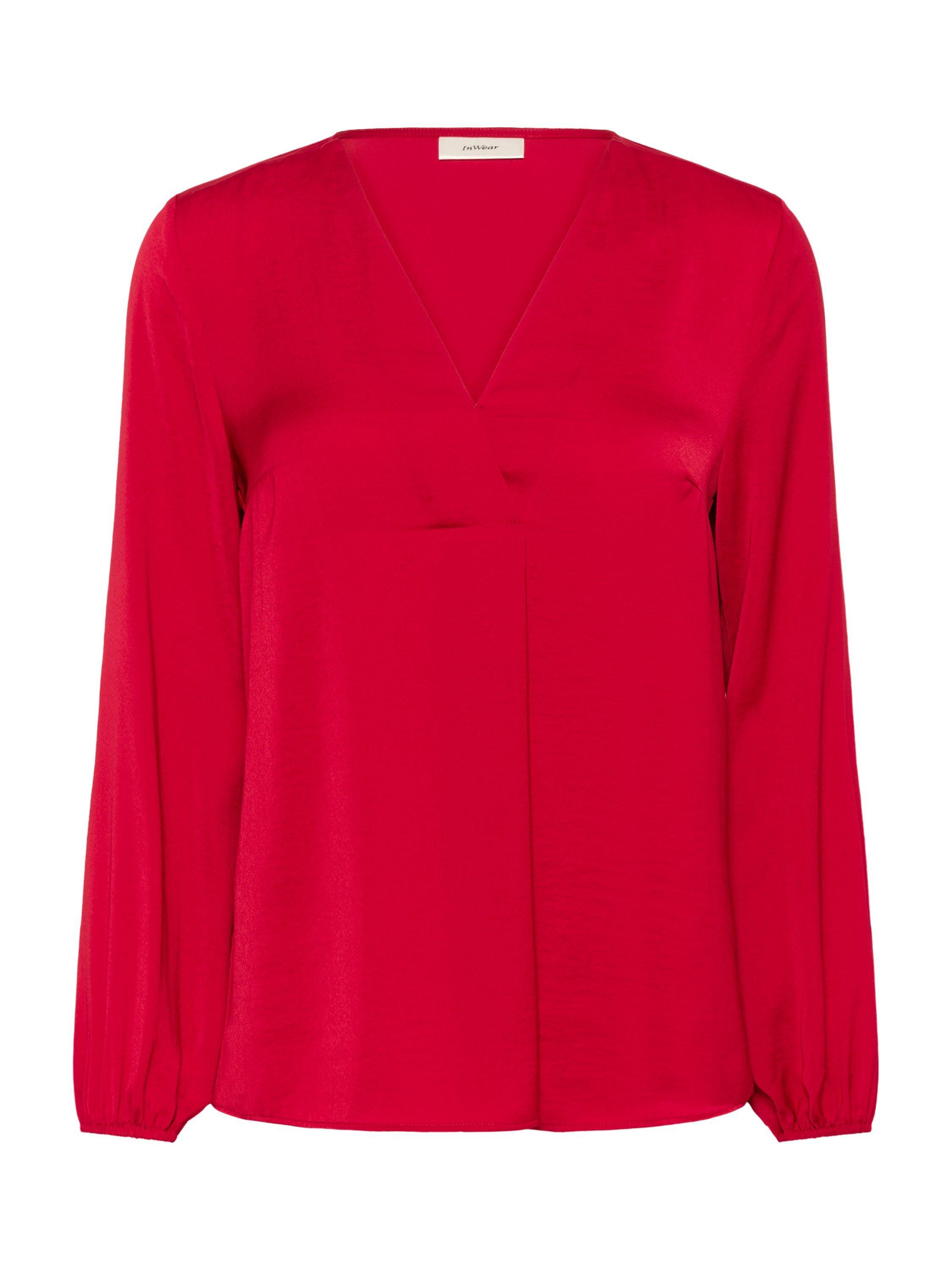 Product image 3 of 4, which shows InWear Rinda V-Neck Blouse , True Red, 8