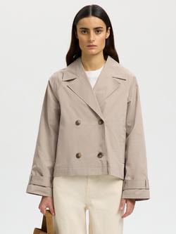 Selected Cilo Cropped Trench Jacket, Beige, Beige