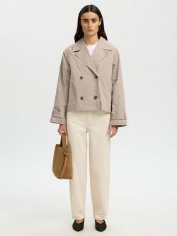 Selected Cilo Cropped Trench Jacket, Beige - view 2, Beige