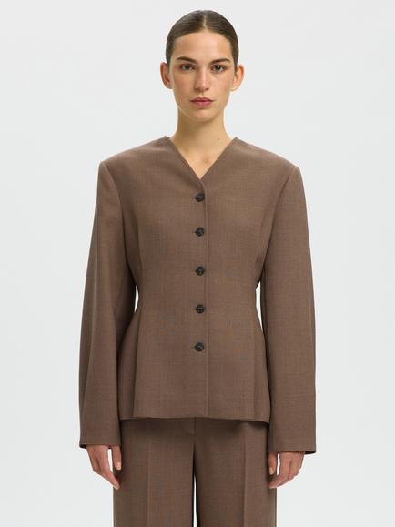 Selected Fitted Blazer, Chocolate Chip - view 2, Chocolate Chip