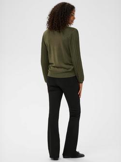 KAFFE Regina Puff Sleeve Round Neck Jumper - view 2, Ivy Green