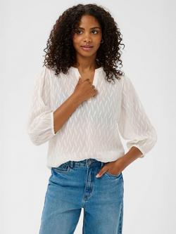 KAFFE Gabriela Three Quarter Sleeve V Neck Blouse, Chalk