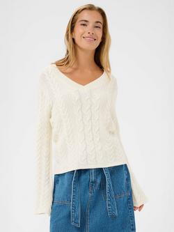 KAFFE Liliana Cable Knit Jumper, Chalk, Chalk