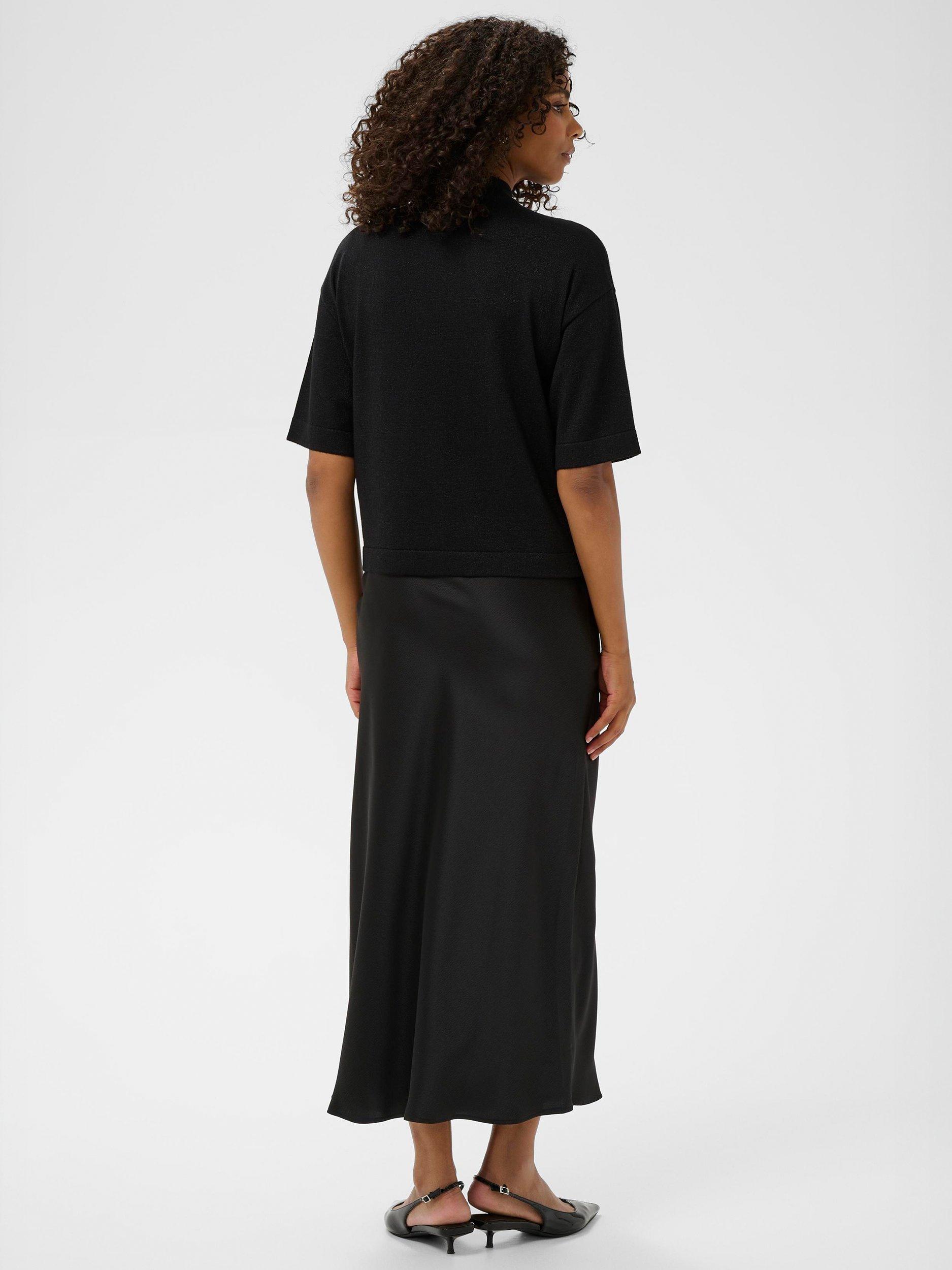 Product image 2 of 5, which shows KAFFE Regina Metallic High Neck Jumper, Deep Black, XS