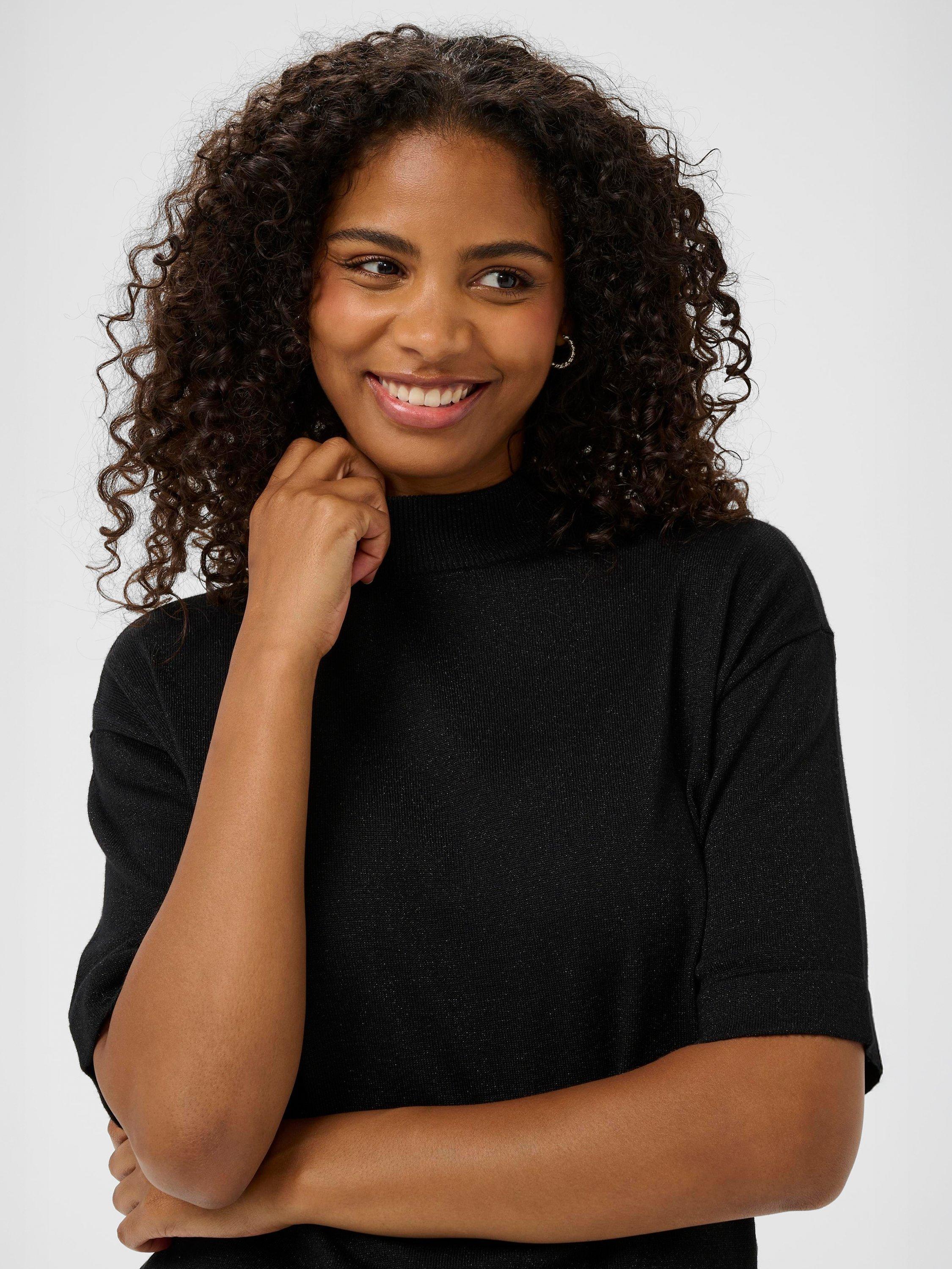 Product image 4 of 5, which shows KAFFE Regina Metallic High Neck Jumper, Deep Black, XS