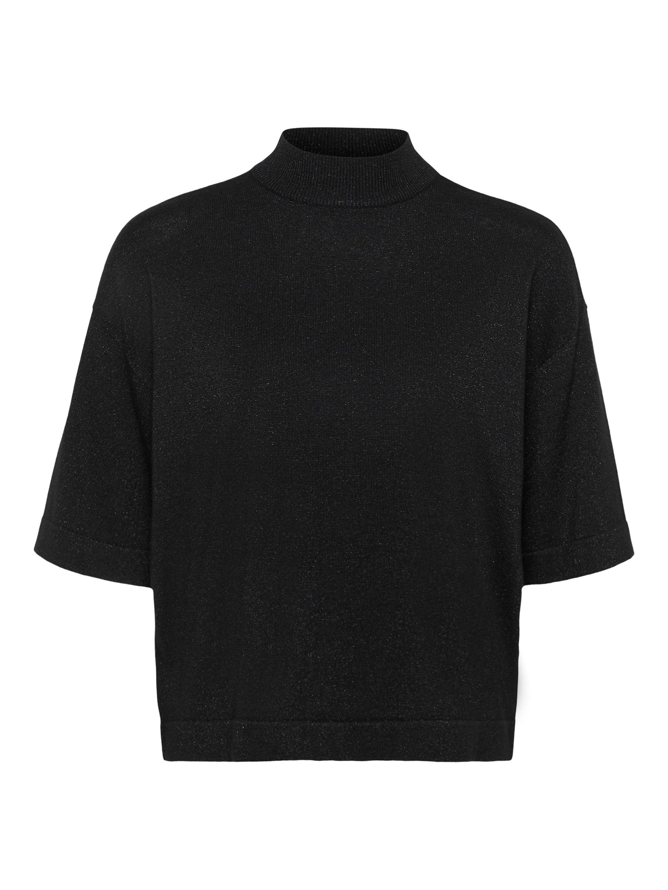 Product image 5 of 5, which shows KAFFE Regina Metallic High Neck Jumper, Deep Black, XS