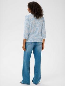 KAFFE Riani Floral Long Sleeve V Neck Blouse - view 2, Powder Blue/Chalk Pa