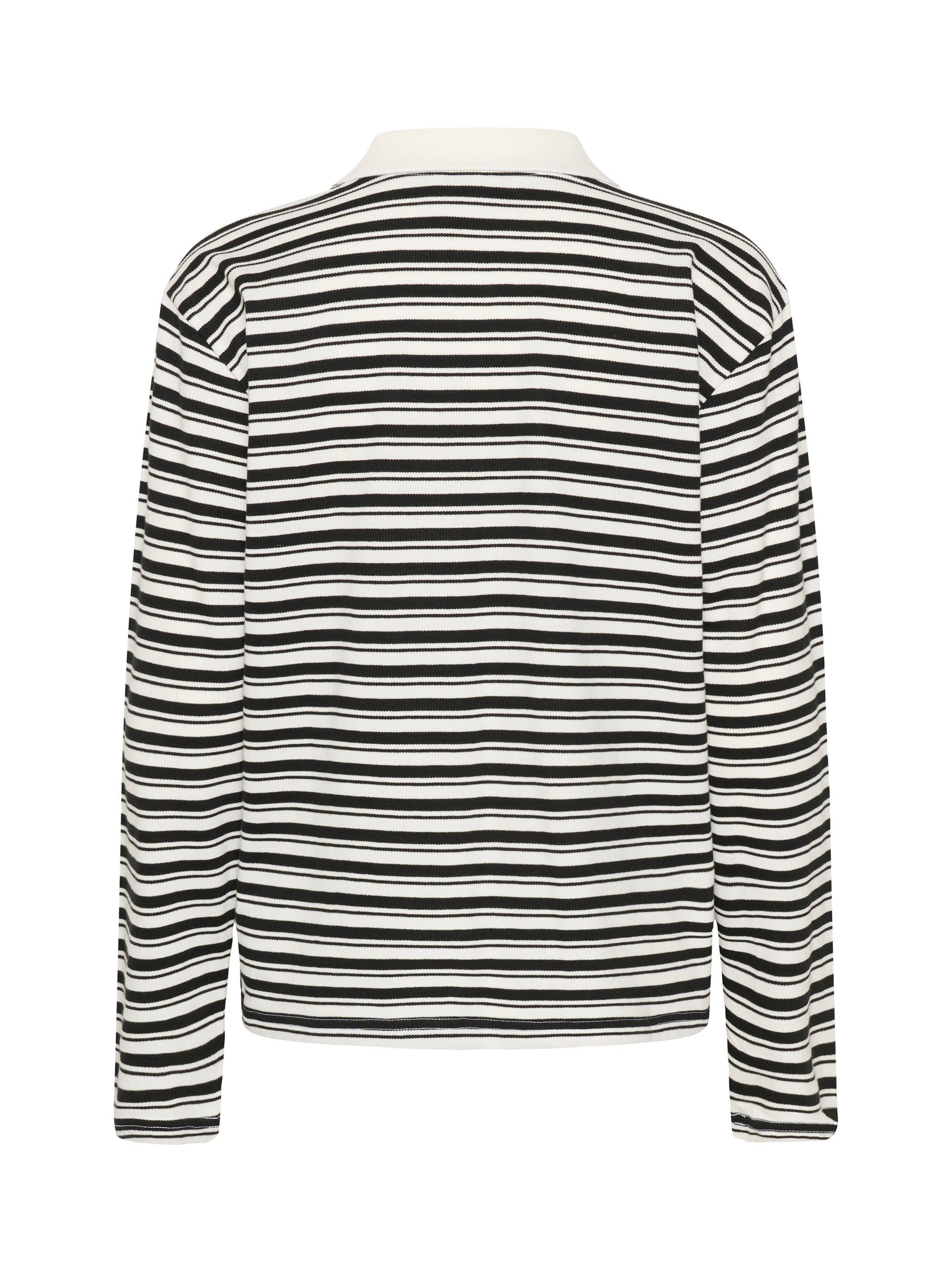Product image 6 of 6, which shows KAFFE Miala Stripe Polo Shirt, Chalk/Deep Black, XS