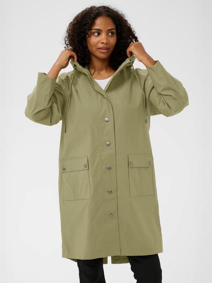 KAFFE Ennie Sofia Raincoat, Dusky Green, Dusky Green