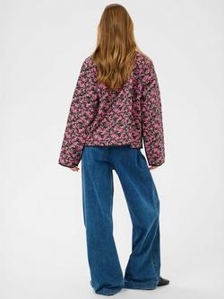 KAFFE Nuria Floral Quilted Jacket, Pink/Black - view 2, Pink/Black