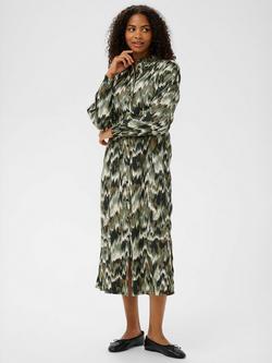 KAFFE Kia Abstract Pattern Shirt Dress, Green/Black