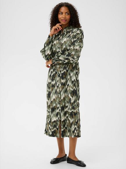 KAFFE Kia Abstract Pattern Shirt Dress, Green/Black