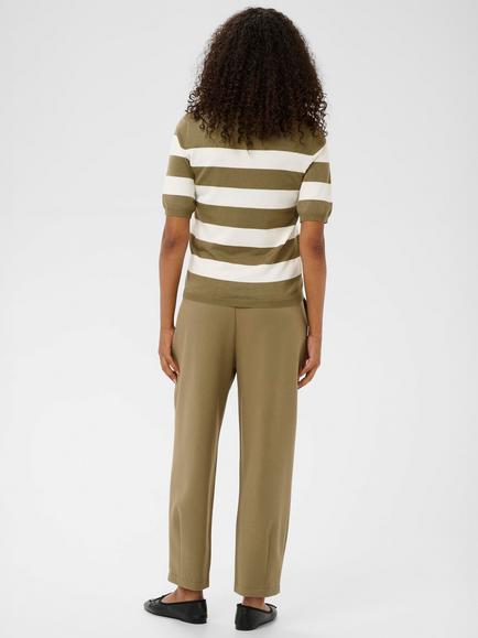 KAFFE Lizza Stripe Crew Neck Jumper - view 2, Dusky Green/ White
