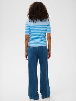 KAFFE Lizza Stripe Short Sleeve Crew Neck Jumper - view 2, Blue
