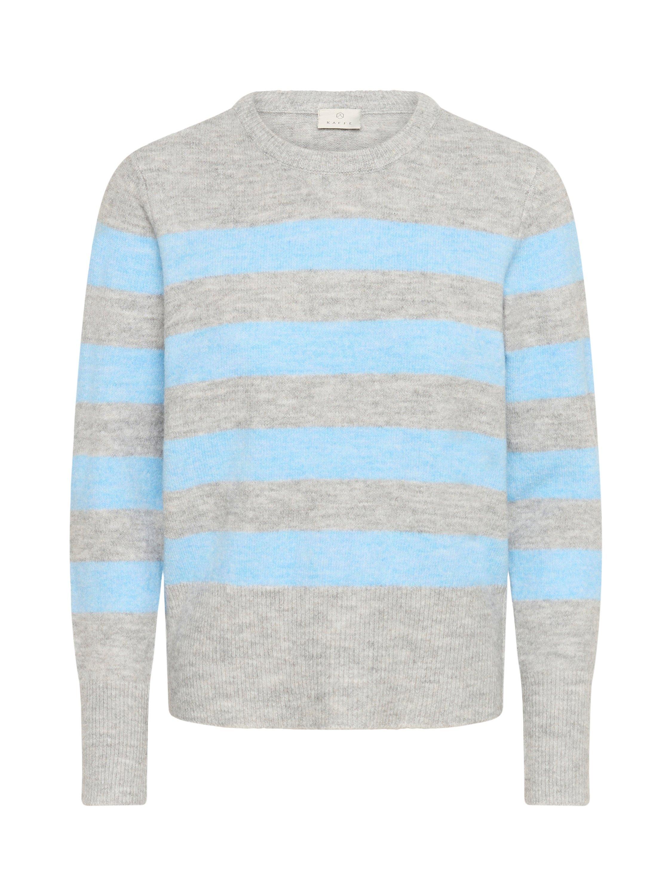 Product image 5 of 6, which shows KAFFE Niel Stripe Crew Neck Jumper, Light Grey/Black, XS