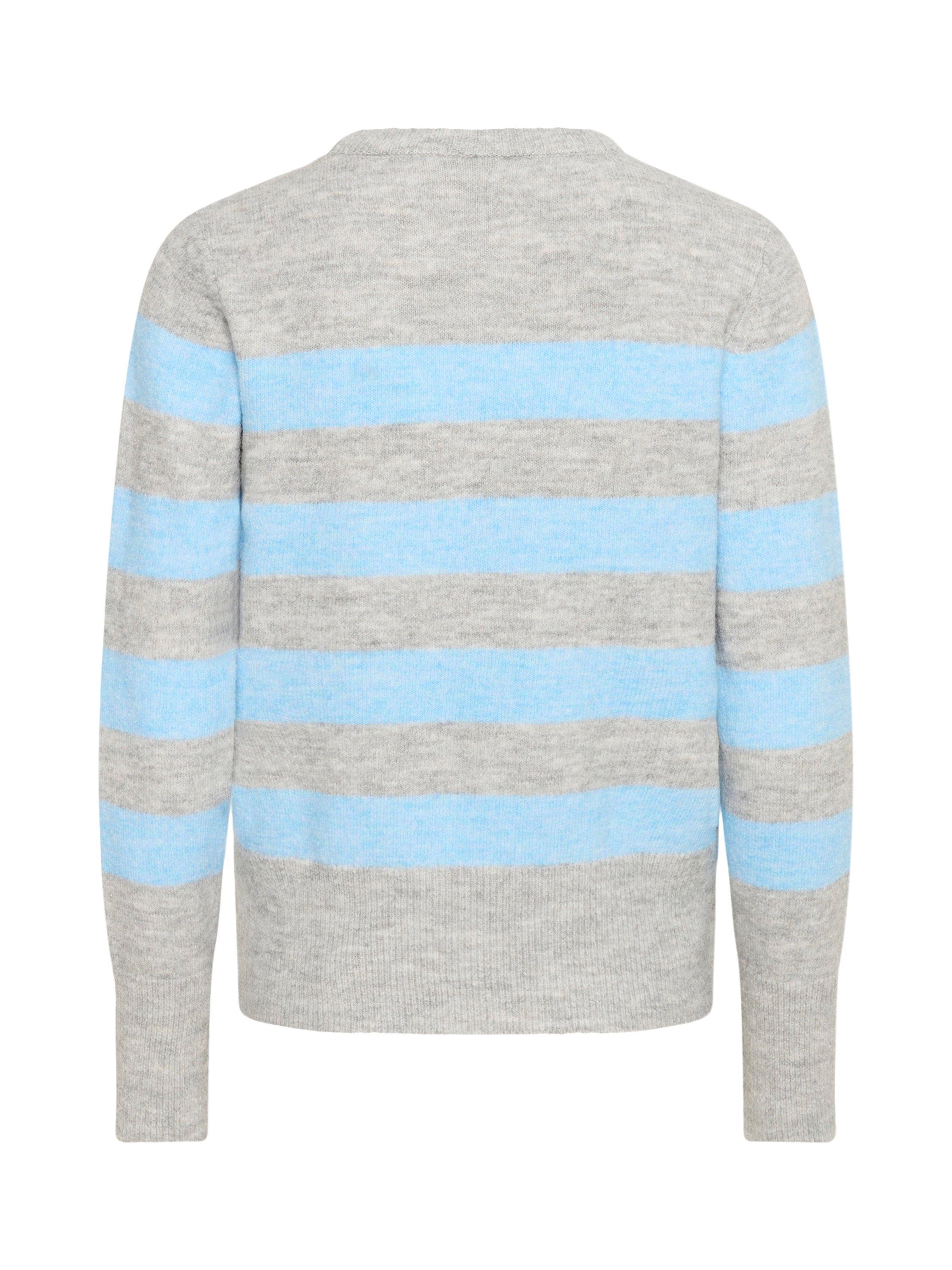 Product image 6 of 6, which shows KAFFE Niel Stripe Crew Neck Jumper, Light Grey/Black, XS