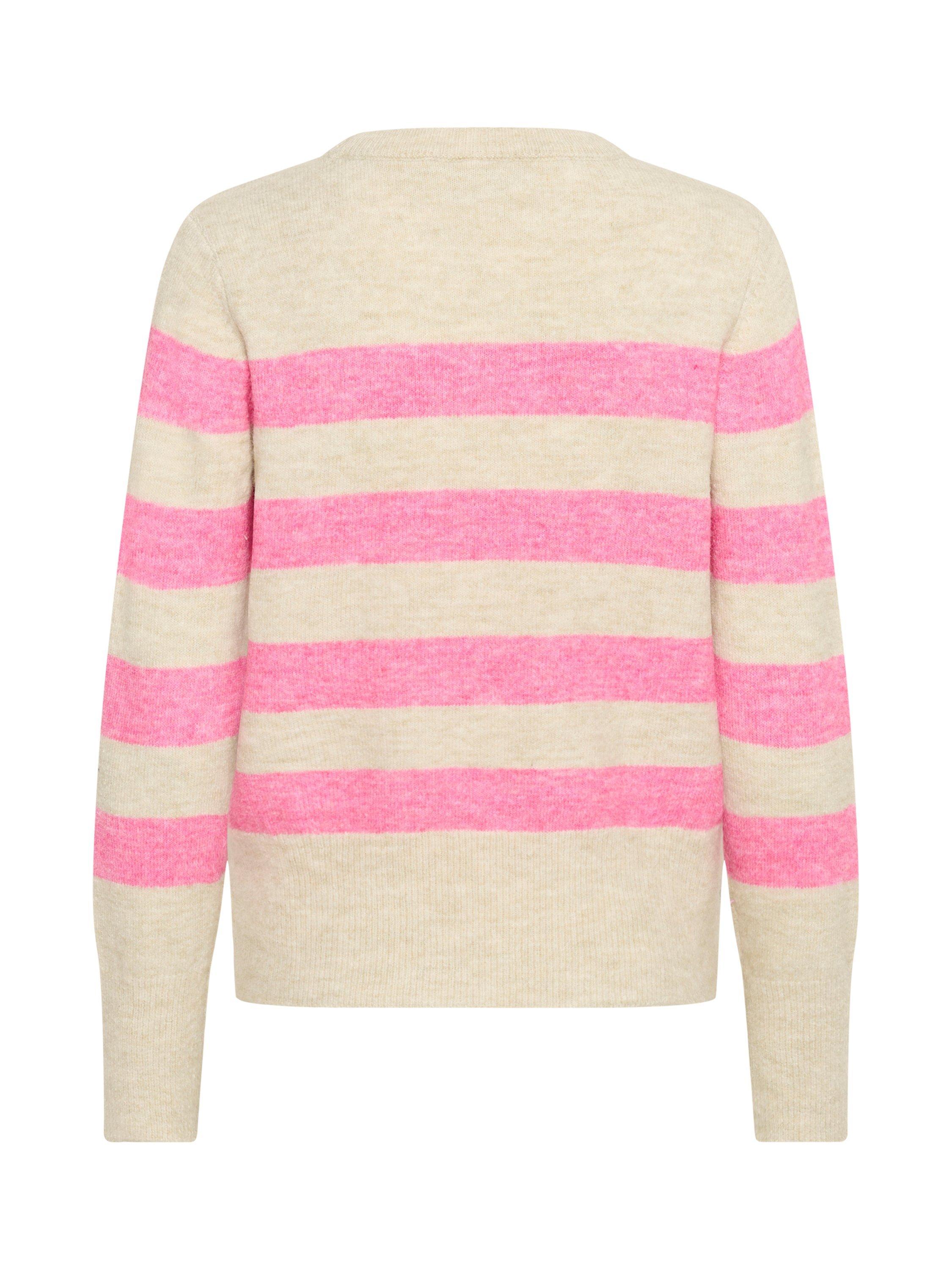 Product image 6 of 6, which shows KAFFE Niel Stripe Crew Neck Jumper, Grey/Pink, XS