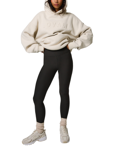 Lovall High Waisted Tall Winter Leggings, Black Coffee
