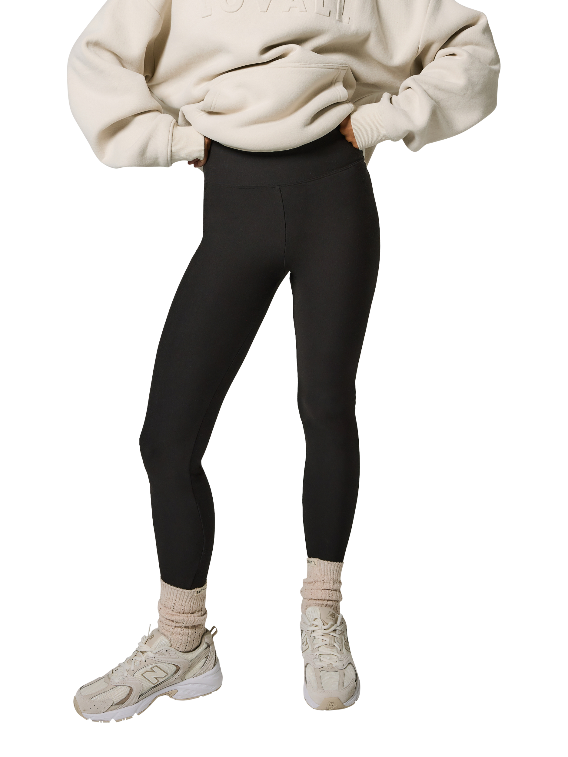 Product image 1 of 4, which shows Lovall High Waisted Petite Winter Leggings , Black Coffee, 6