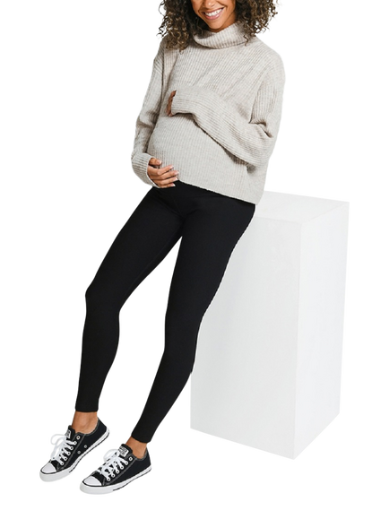 Lovall Petite Winter Maternity Leggings, Black, Black