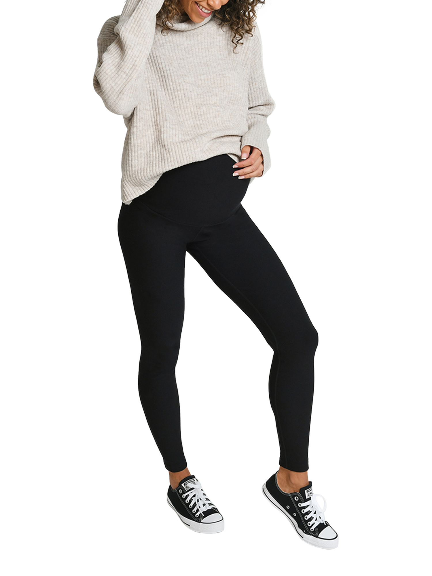 Product image 1 of 3, which shows Lovall Regular Tall Maternity Winter Leggings , Black, 6