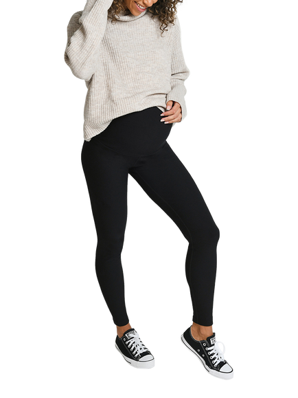 Lovall Regular Tall Maternity Winter Leggings, Black