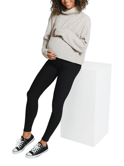 Lovall Regular Tall Maternity Winter Leggings - view 2, Black