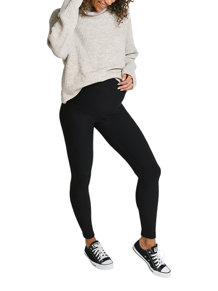 Lovall Regular Maternity Winter Leggings, Black