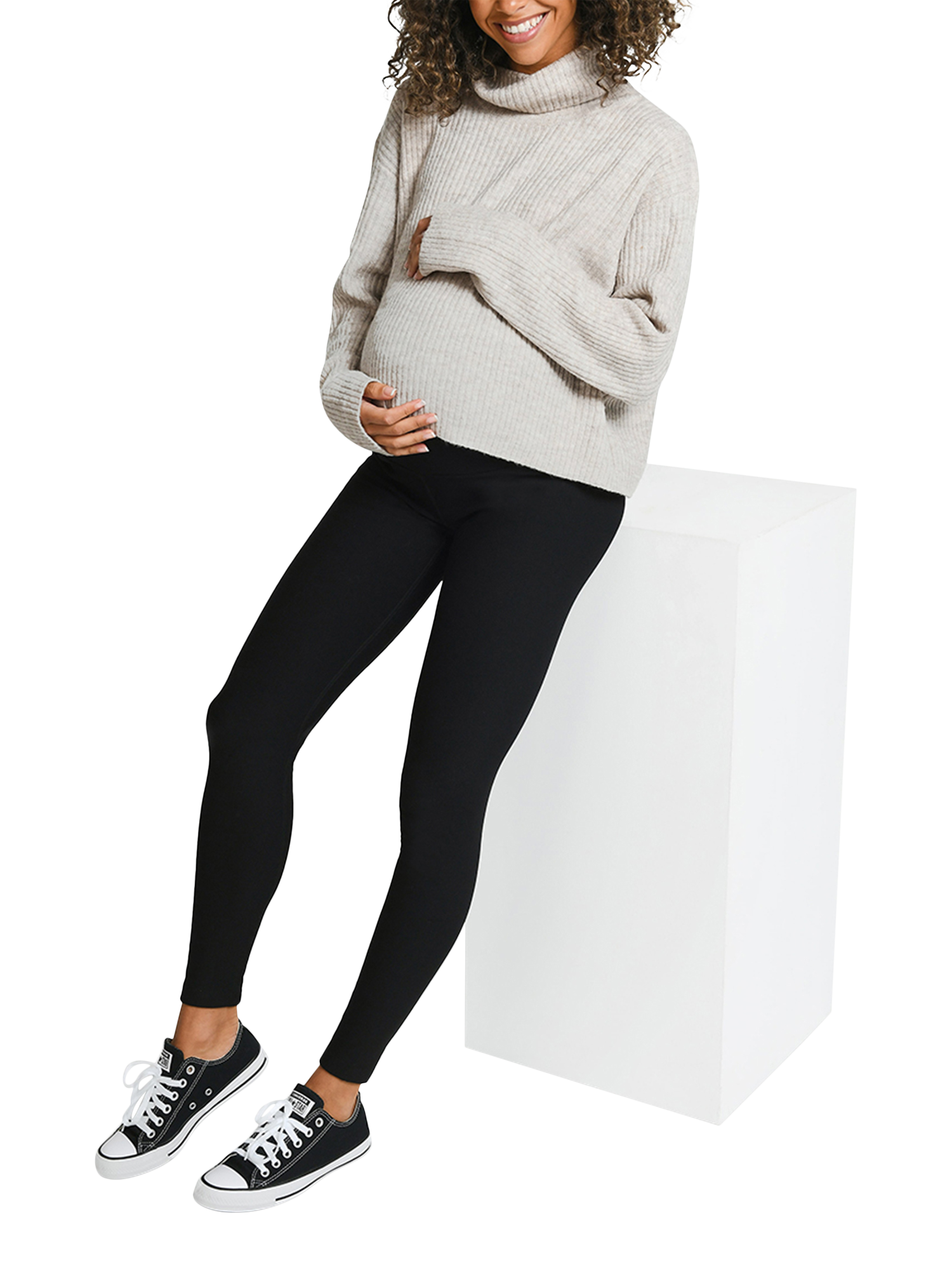 Product image 2 of 3, which shows Lovall Regular Maternity Winter Leggings , Black, 6