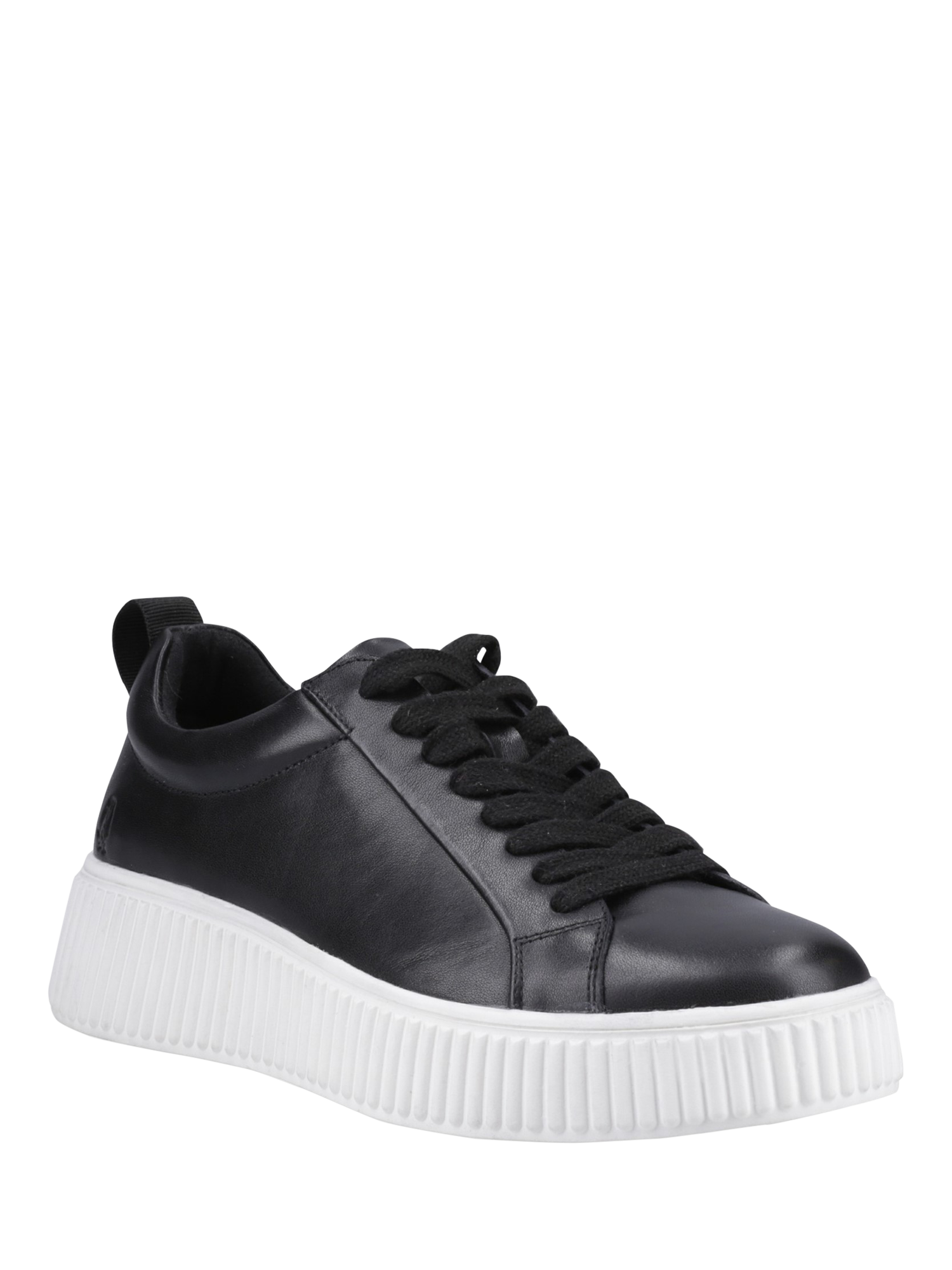 Product image 2 of 4, which shows Hush Puppies Harlow Leather Trainers, Black, 3