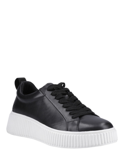 Hush Puppies Harlow Leather Trainers, Black - view 2, Black