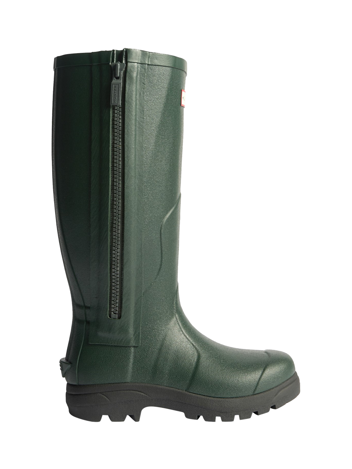 Product image 1 of 4, which shows Hunter Balmoral MK II Full Zip Wellington Boots, Olive, 8