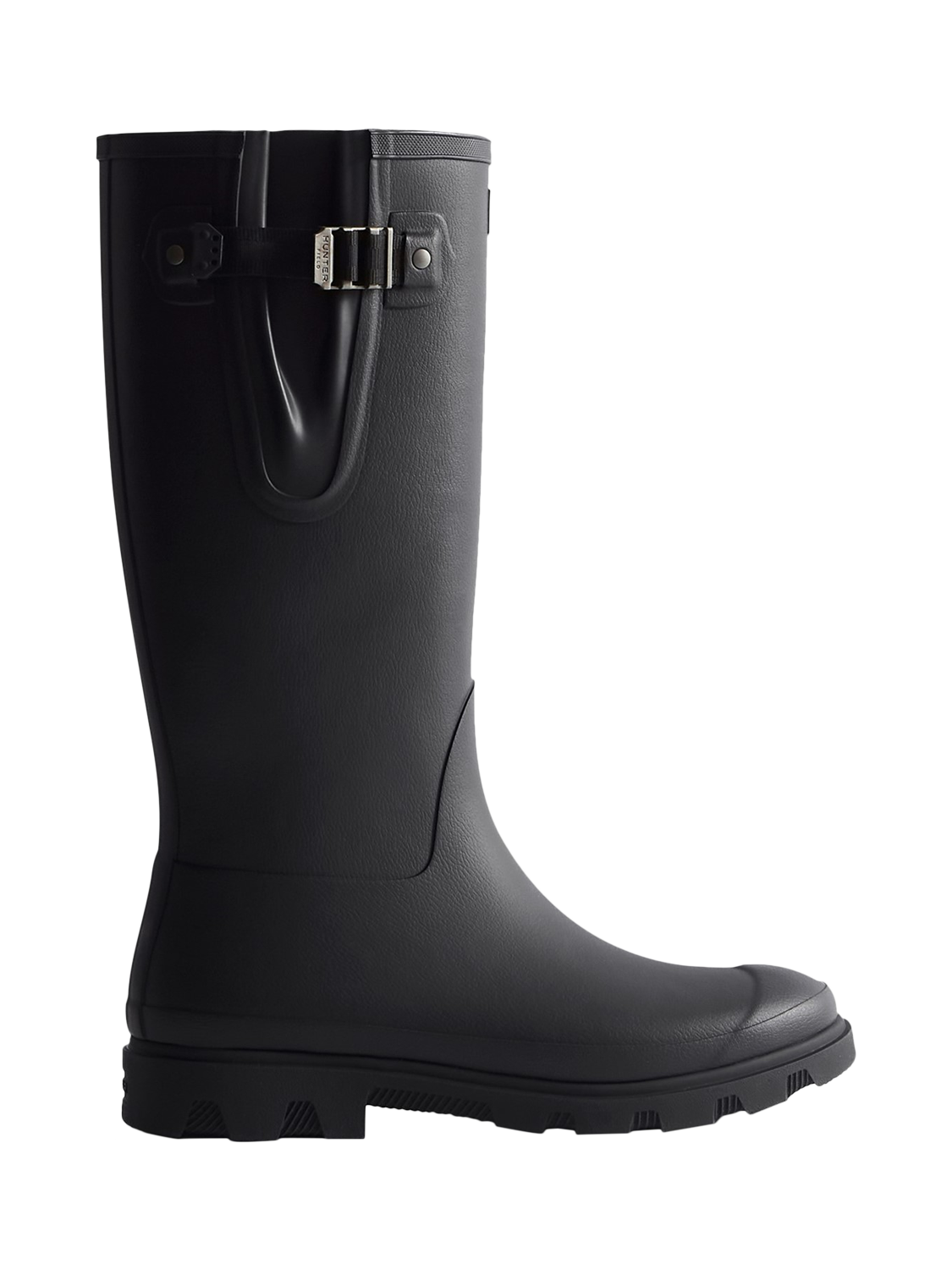 Product image 1 of 4, which shows Hunter Downpour Field Adjustable Tall Wellington Boots, Black, 8