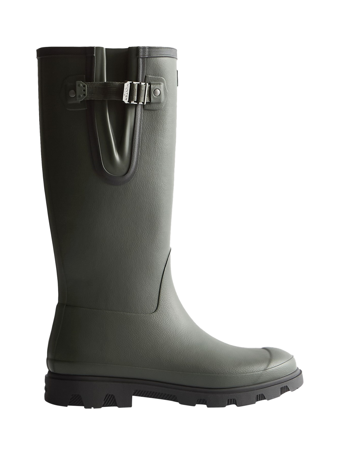 Product image 1 of 4, which shows Hunter Downpour Field Adjustable Tall Wellington Boots, Olive, 8