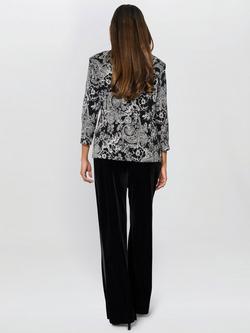 Gina Bacconi Three Quarter Sleeve Round Neck Blazer - view 2, Black/Taupe