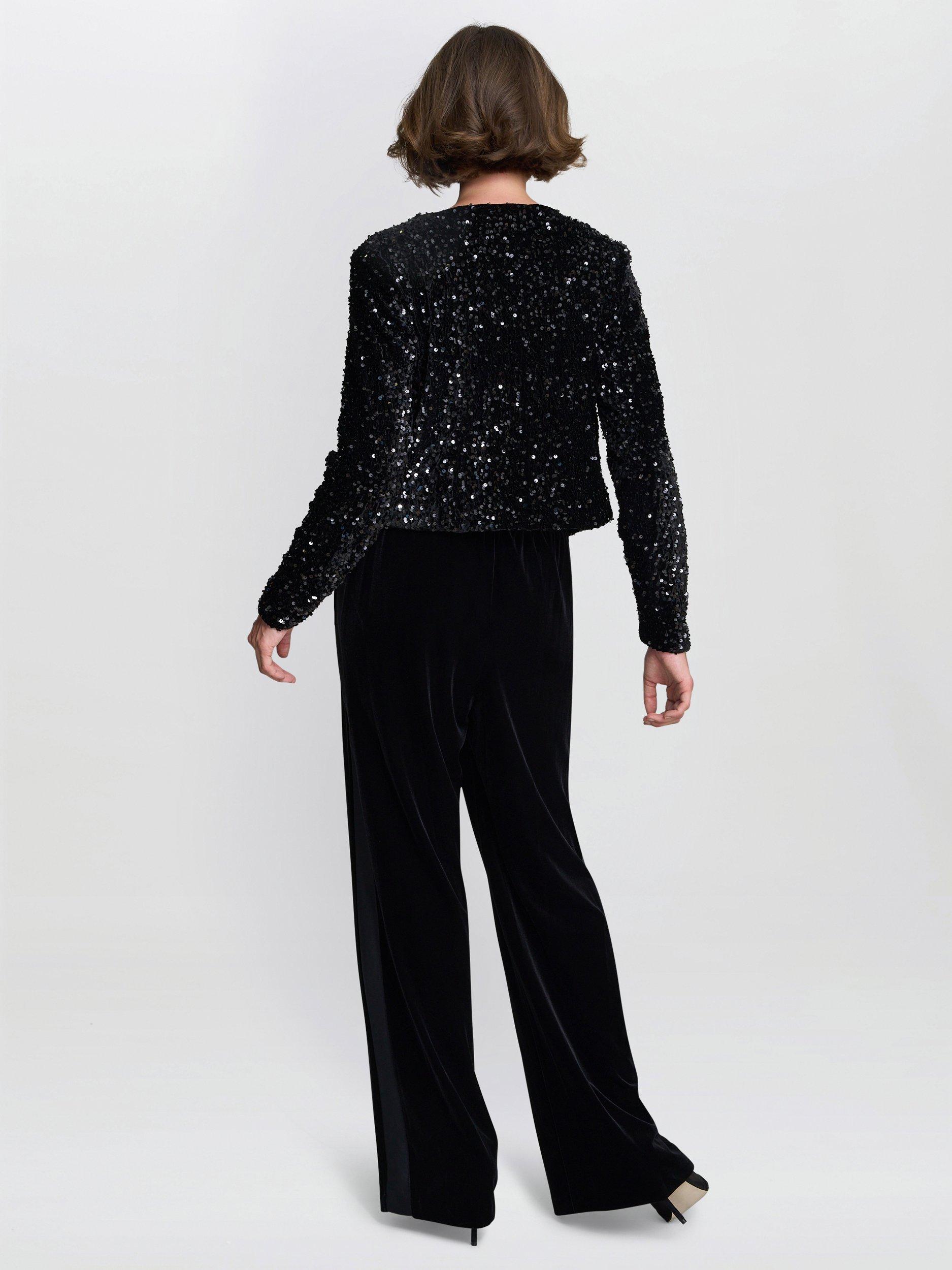 Product image 2 of 7, which shows Gina Bacconi Roxy Sequin Jacket, Black, S