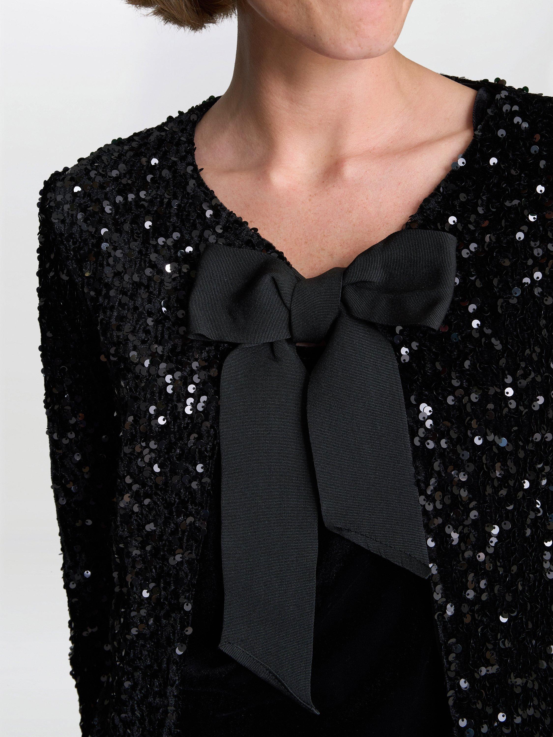 Product image 5 of 7, which shows Gina Bacconi Roxy Sequin Jacket, Black, S