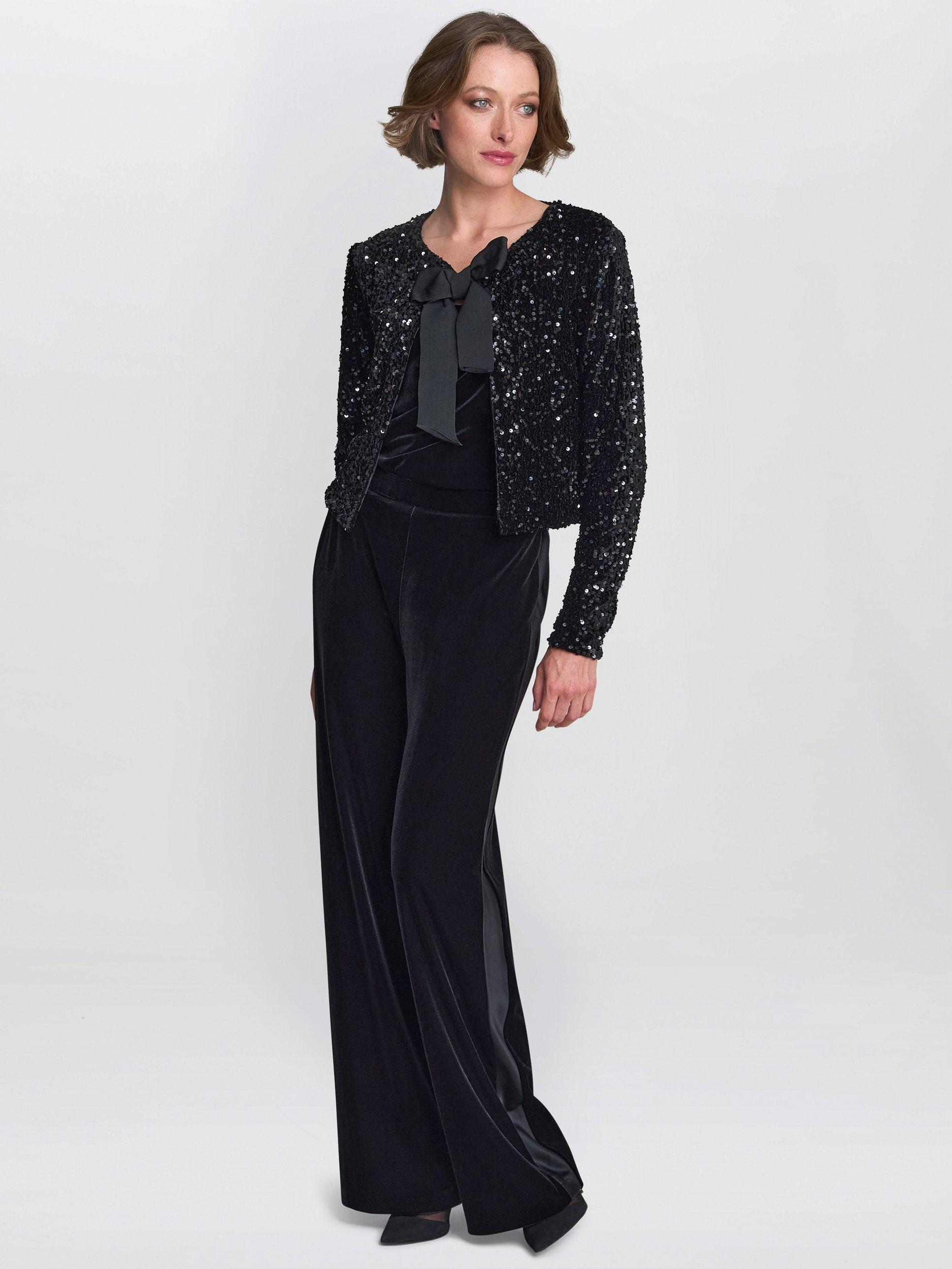 Product image 6 of 7, which shows Gina Bacconi Roxy Sequin Jacket, Black, S