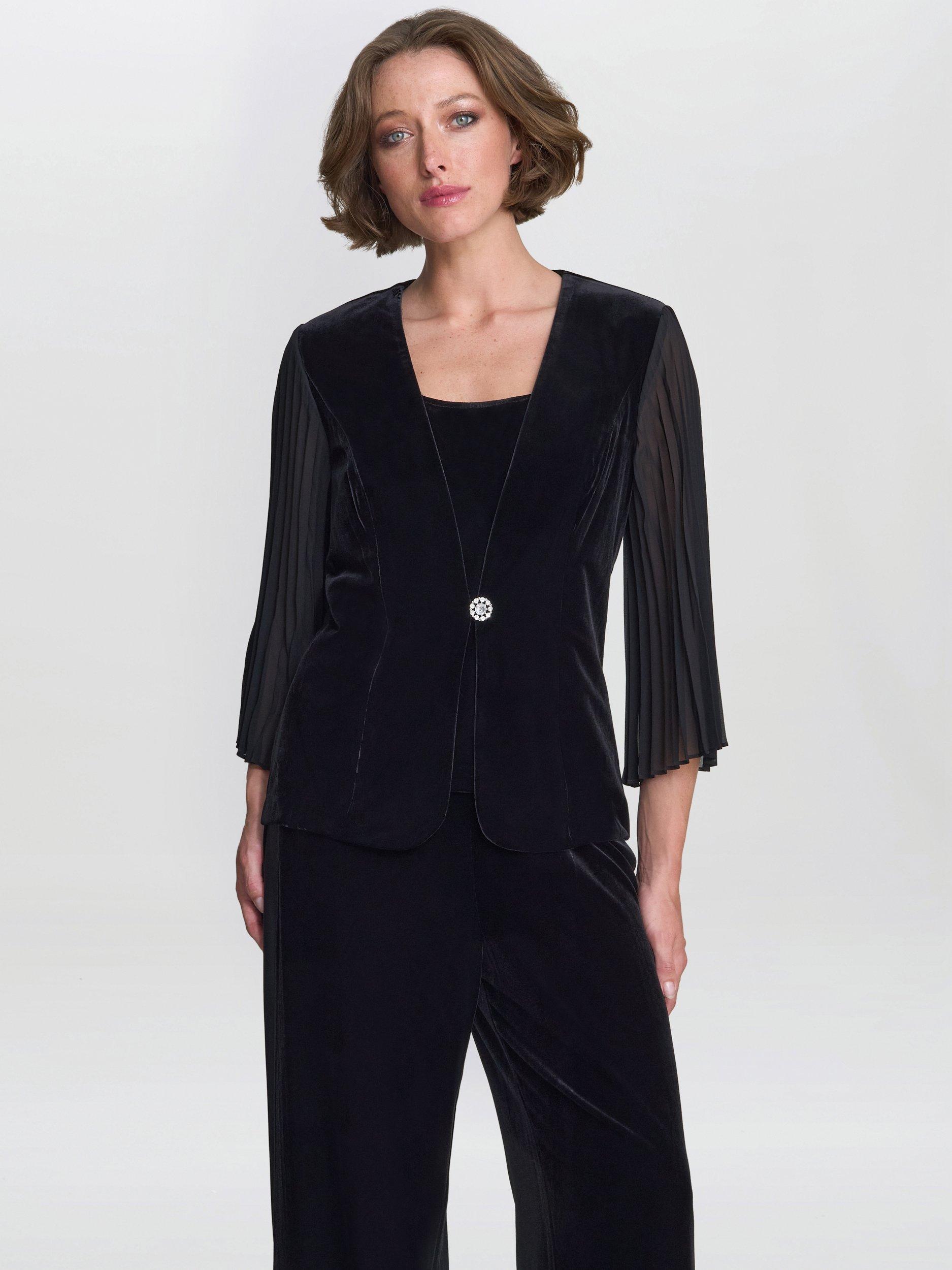 Product image 1 of 7, which shows Gina Bacconi Three Quarter Sleeve V Neck Blazer, Black, M