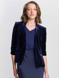 Gina Bacconi Three Quarter Sleeve V Neck Blazer, Navy