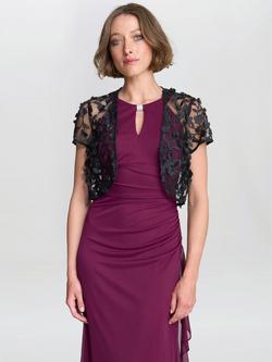 Gina Bacconi Short Sleeve Open Neck Cropped Bolero, Black