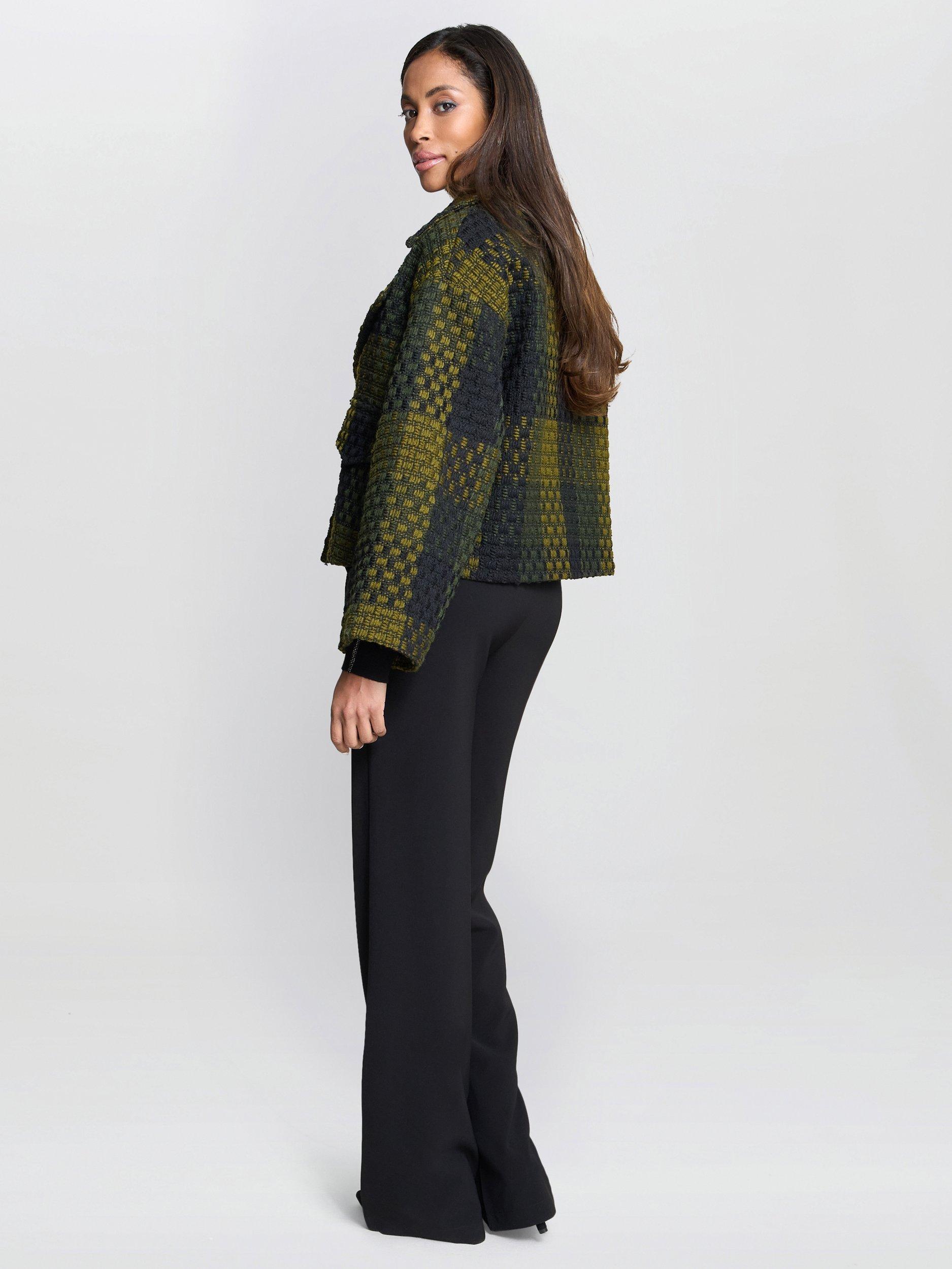 Product image 2 of 7, which shows Gina Bacconi Check Boxy Jacket, Green, S