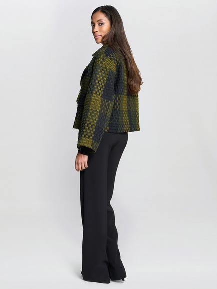 Gina Bacconi Check Boxy Jacket, Green - view 2, Green