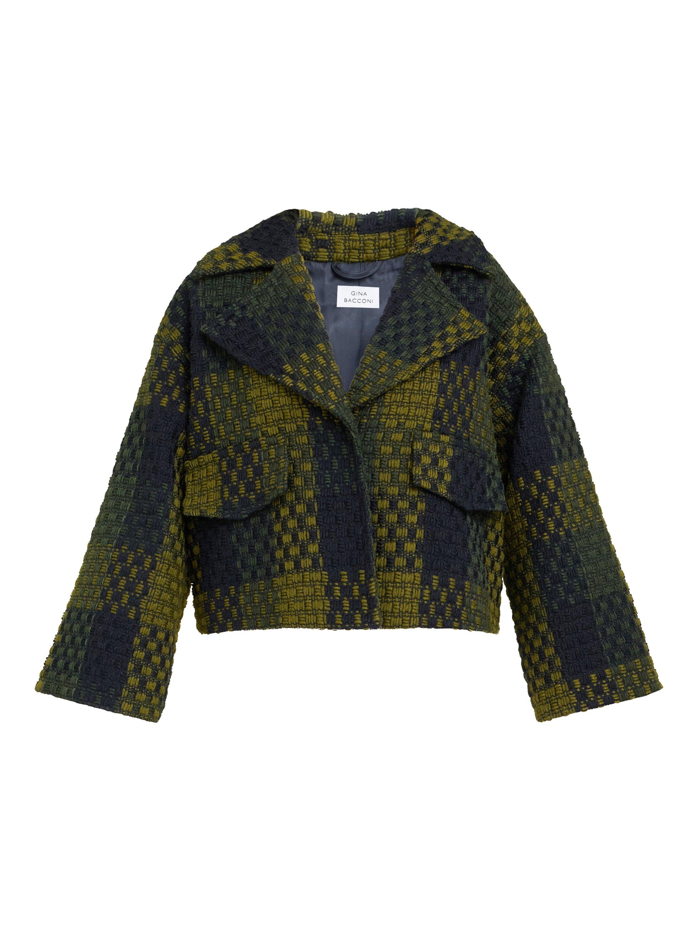 Product image 4 of 7, which shows Gina Bacconi Check Boxy Jacket, Green, S
