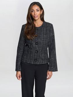 Gina Bacconi Alisson Tweed Knit Jacket, Black, Black